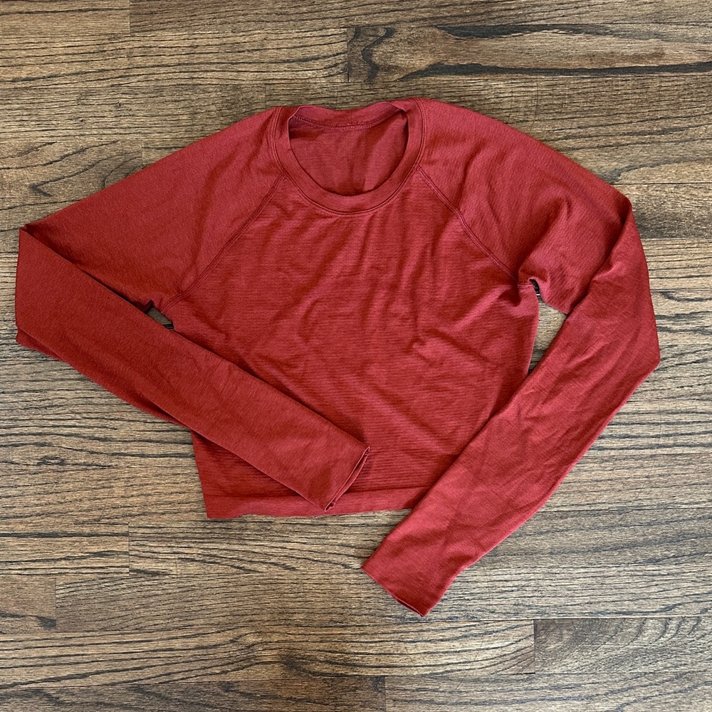lululemon athletica Long-Sleeve Crop Top - Brick Red
